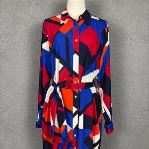 Lauren Ralph Lauren Women's Crepe de Chine Shirt Dress Multicolor Size 14 NWT's